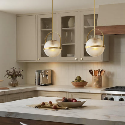 Brillara 1-Light Dimmable Grid Glass Minimalist Globe Pendant (9") 3