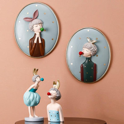 Royelux Chic Bubble Gum Girl 3D Wall Art - Modern Aesthetic Home Decor-Royale Basic