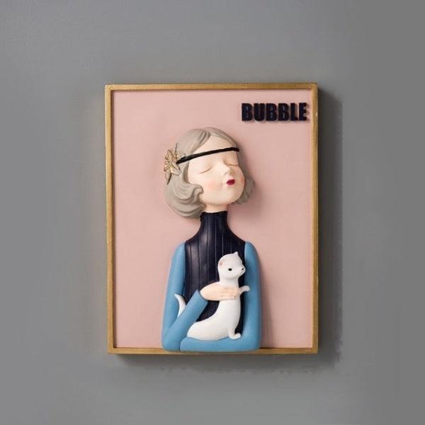 Royelux Chic Bubble Gum Girl 3D Wall Art - Modern Aesthetic Home Decor-Royale Basic
