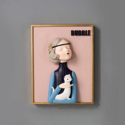 Royelux Chic Bubble Gum Girl 3D Wall Art - Modern Aesthetic Home Decor-Royale Basic