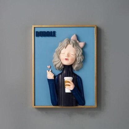 Royelux Chic Bubble Gum Girl 3D Wall Art - Modern Aesthetic Home Decor-Royale Basic