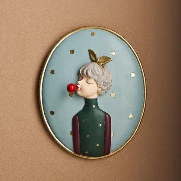 Royelux Chic Bubble Gum Girl 3D Wall Art - Modern Aesthetic Home Decor-Royale Basic