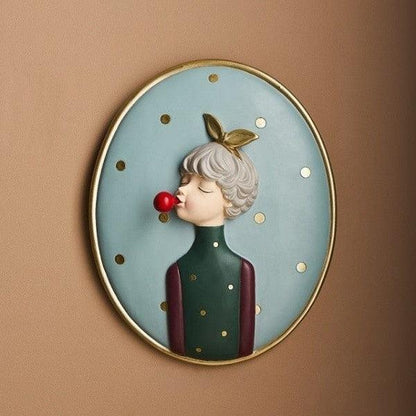 Royelux Chic Bubble Gum Girl 3D Wall Art - Modern Aesthetic Home Decor-Royale Basic