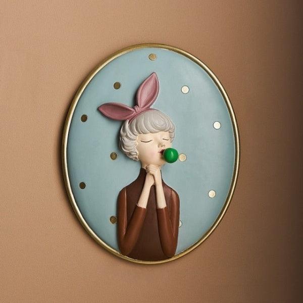 Royelux Chic Bubble Gum Girl 3D Wall Art - Modern Aesthetic Home Decor-Royale Basic