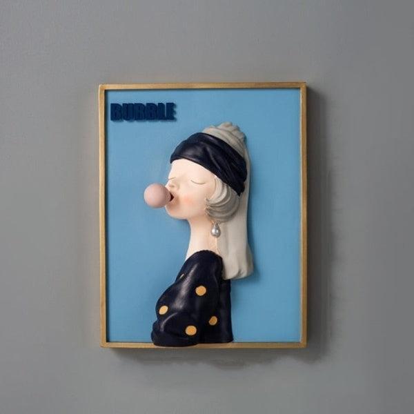 Royelux Chic Bubble Gum Girl 3D Wall Art - Modern Aesthetic Home Decor-Royale Basic