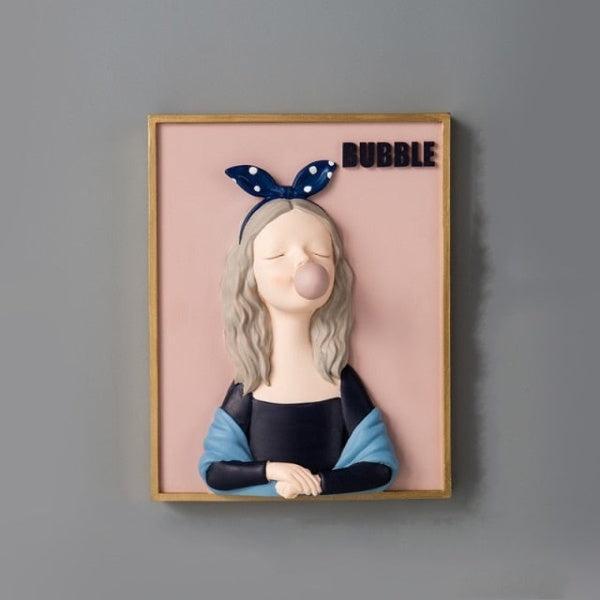 Royelux Chic Bubble Gum Girl 3D Wall Art - Modern Aesthetic Home Decor-Royale Basic