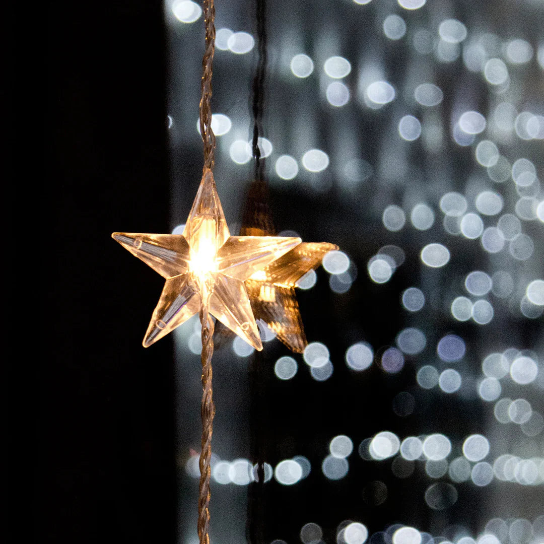 Lumora StarString LED Star Curtain Lights - Enchanting Holiday Decor