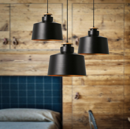 RoyaleGlow Modern Farmhouse Metal & Wood Pendant Light - Kitchen Island Lighting
