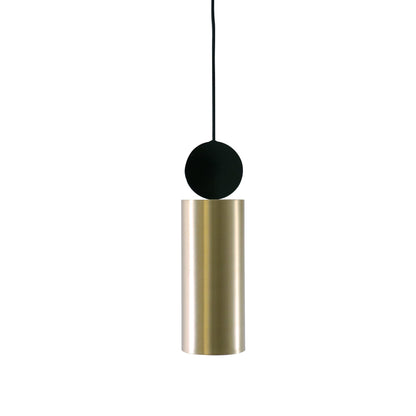 LuxRoyale Modern Cylindrical Brass & Black LED Pendant Light for Kitchen Island