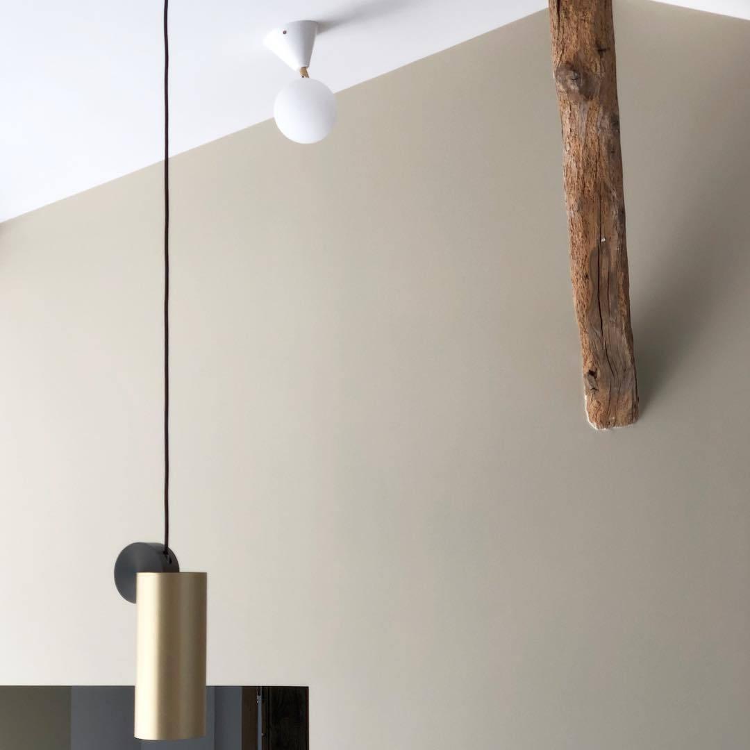 LuxRoyale Modern Cylindrical Brass & Black LED Pendant Light for Kitchen Island