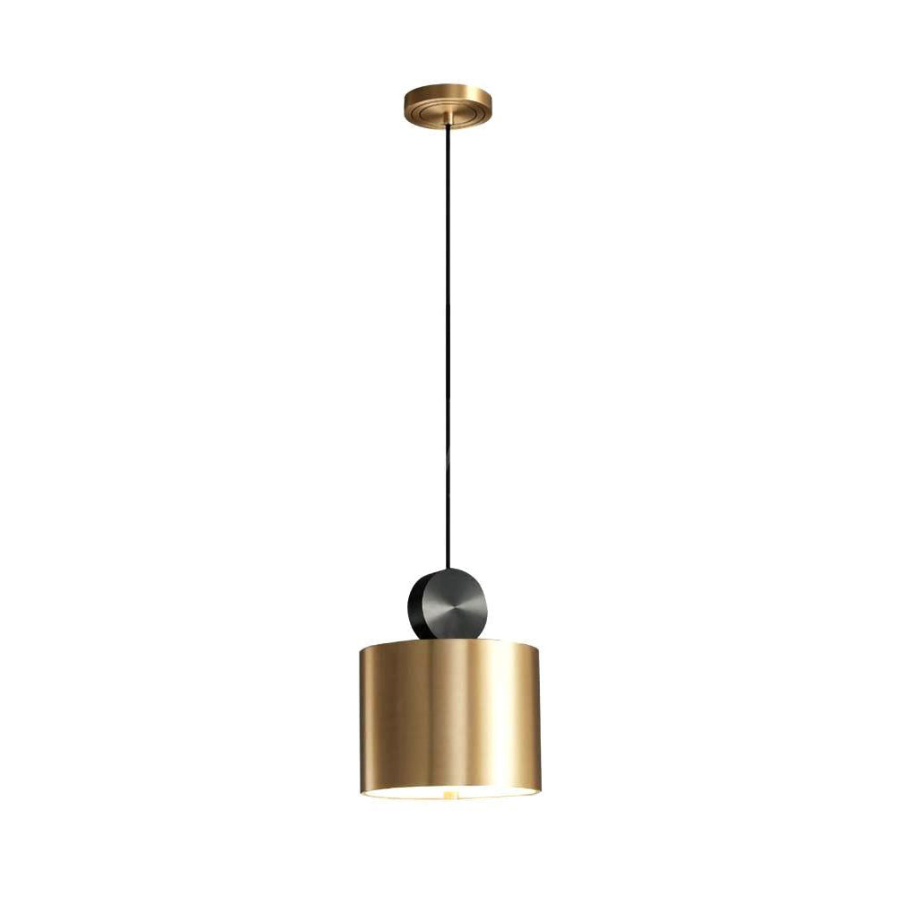 LuxRoyale Modern Cylindrical Brass & Black LED Pendant Light for Kitchen Island