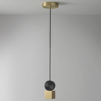 LuxRoyale Modern Cylindrical Brass & Black LED Pendant Light for Kitchen Island