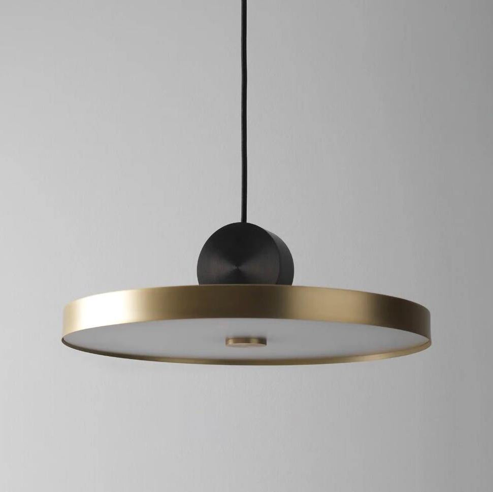 LuxRoyale Modern Cylindrical Brass & Black LED Pendant Light for Kitchen Island
