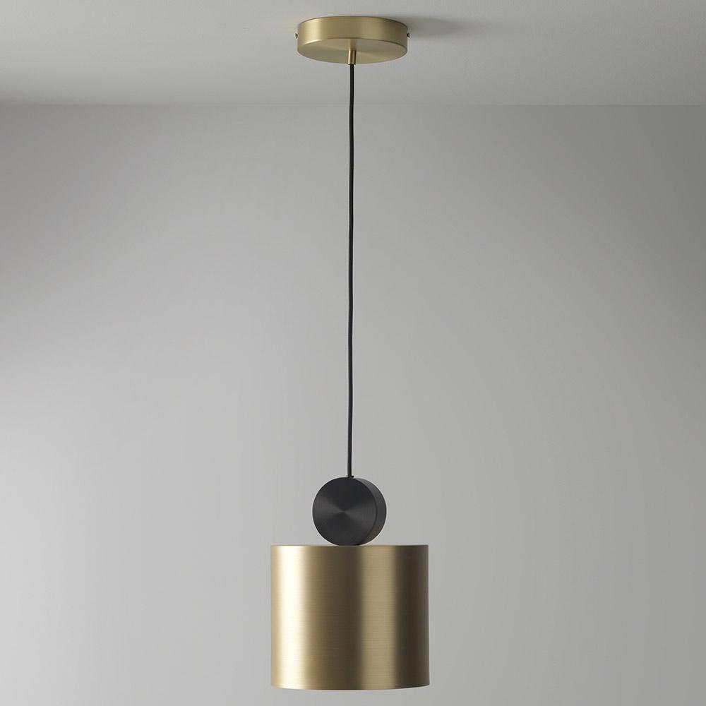 LuxRoyale Modern Cylindrical Brass & Black LED Pendant Light for Kitchen Island