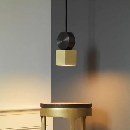 LuxRoyale Modern Cylindrical Brass & Black LED Pendant Light for Kitchen Island