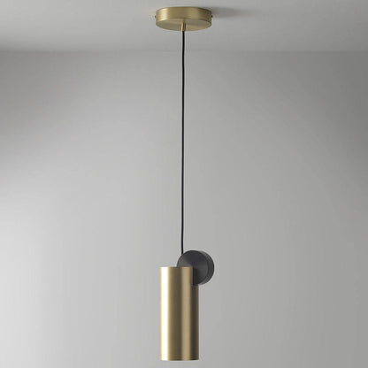 LuxRoyale Modern Cylindrical Brass & Black LED Pendant Light for Kitchen Island