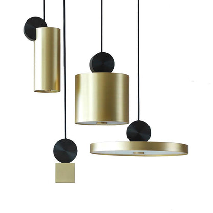 LuxRoyale Modern Cylindrical Brass & Black LED Pendant Light for Kitchen Island