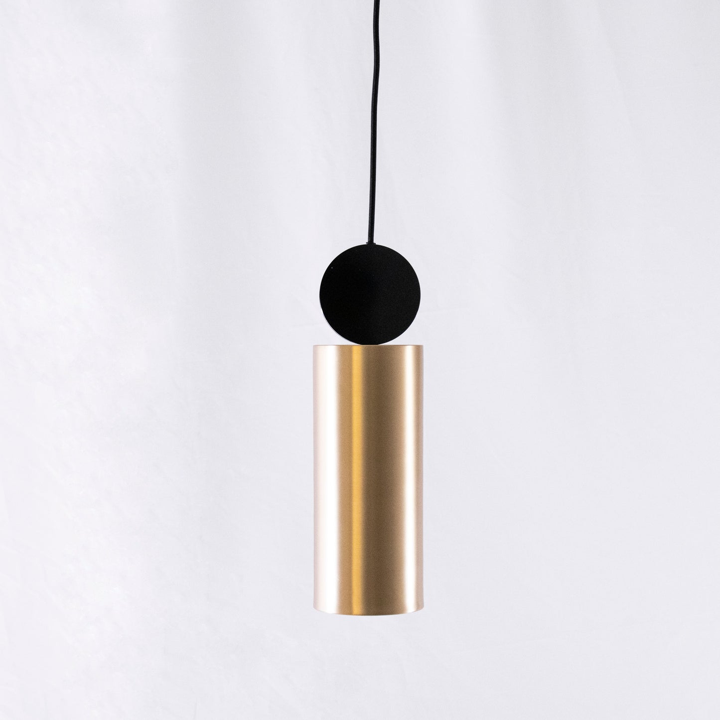 LuxRoyale Modern Cylindrical Brass & Black LED Pendant Light for Kitchen Island