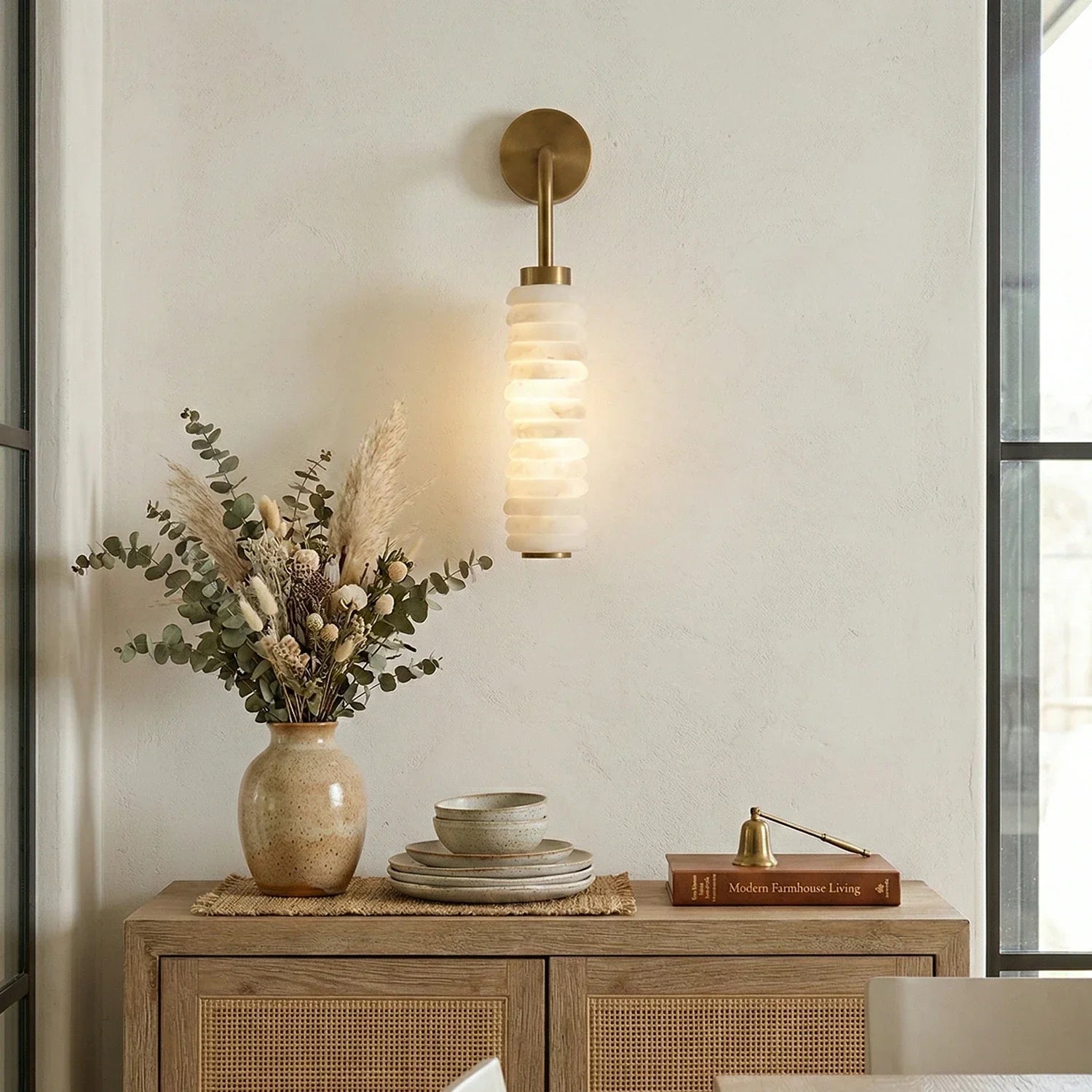 Calla Cylinder Alabaster Wall Lamp 2