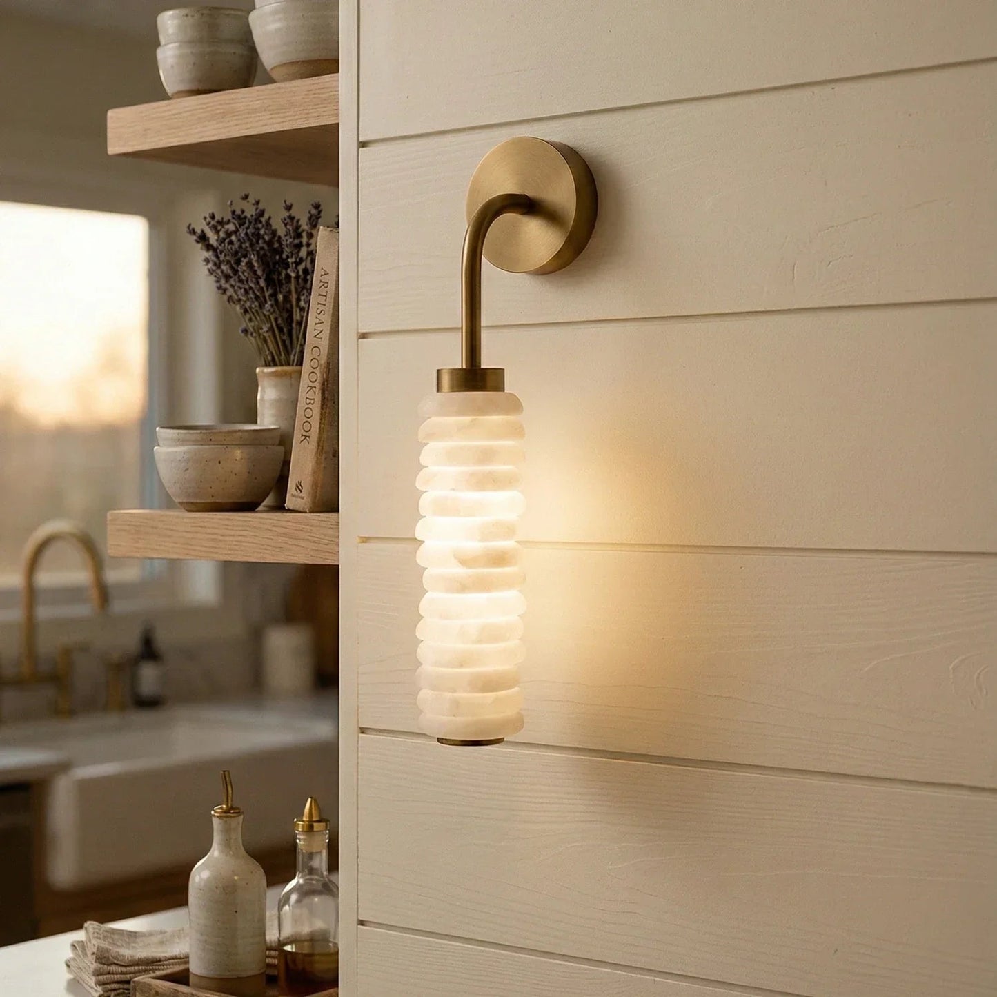 Calla Cylinder Alabaster Wall Lamp 5