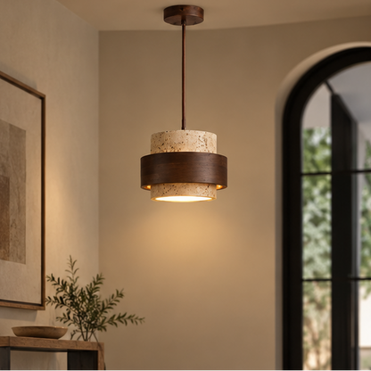 Callan Wabi-Sabi Travertine Stone Walnut Wood 