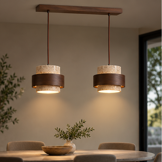 Callan Wabi-Sabi Travertine Stone Walnut Wood Linear