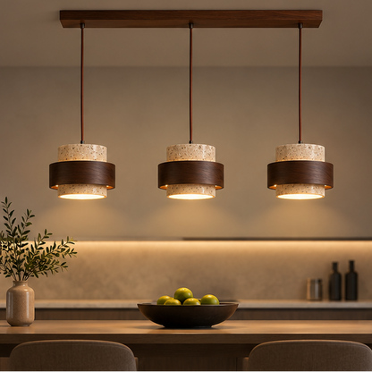Callan Wabi-Sabi Travertine Stone Walnut Wood Linear