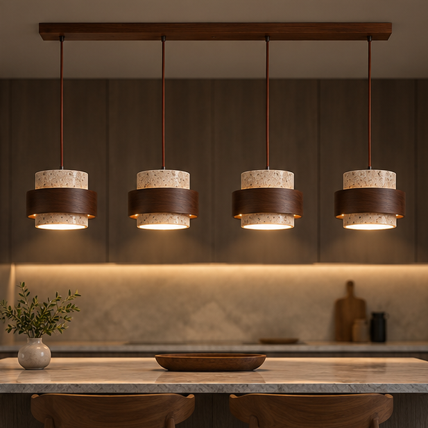 Callan Wabi-Sabi Travertine Stone Walnut Wood Linear