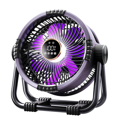 RoyaleGlow Portable Camping Fan with LED Light, 20000mAh Battery & Remote Control