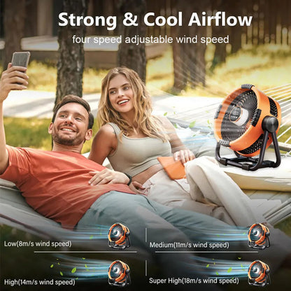 Camping Fan with 20000mAh Battery, LED Light & Remote Control – WindMate 2