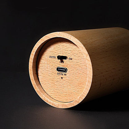 Candlelight Ambient Wood Cylinder Accent LED Table Lamp 5
