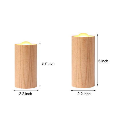 Candlelight Ambient Wood Cylinder Accent LED Table Lamp 6