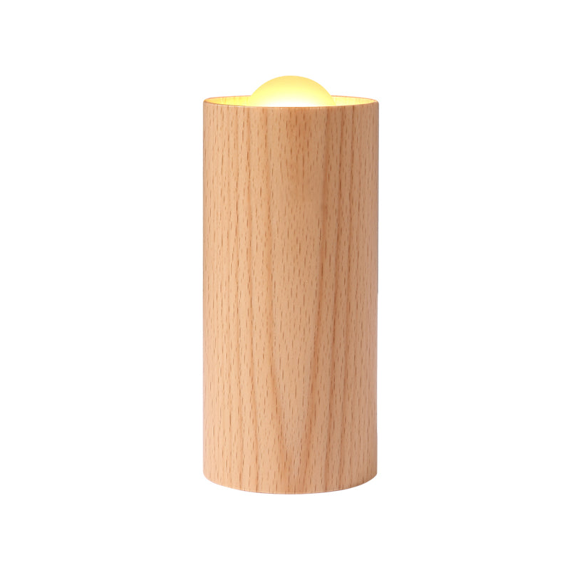 Candlelight Ambient Wood Cylinder Accent LED Table Lamp 7