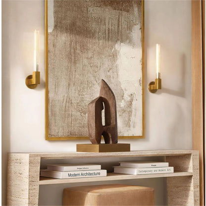 RoyaleGlow Modern Brass Wall Sconce-Fluted Glass Vanity Light Fixture