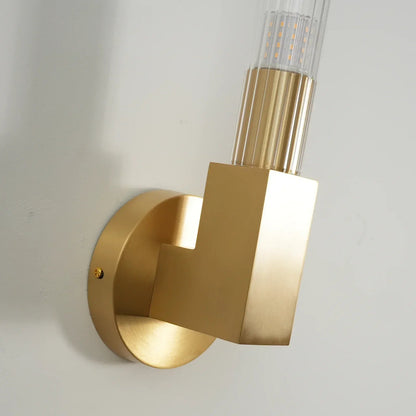 RoyaleGlow Modern Brass Wall Sconce-Fluted Glass Vanity Light Fixture