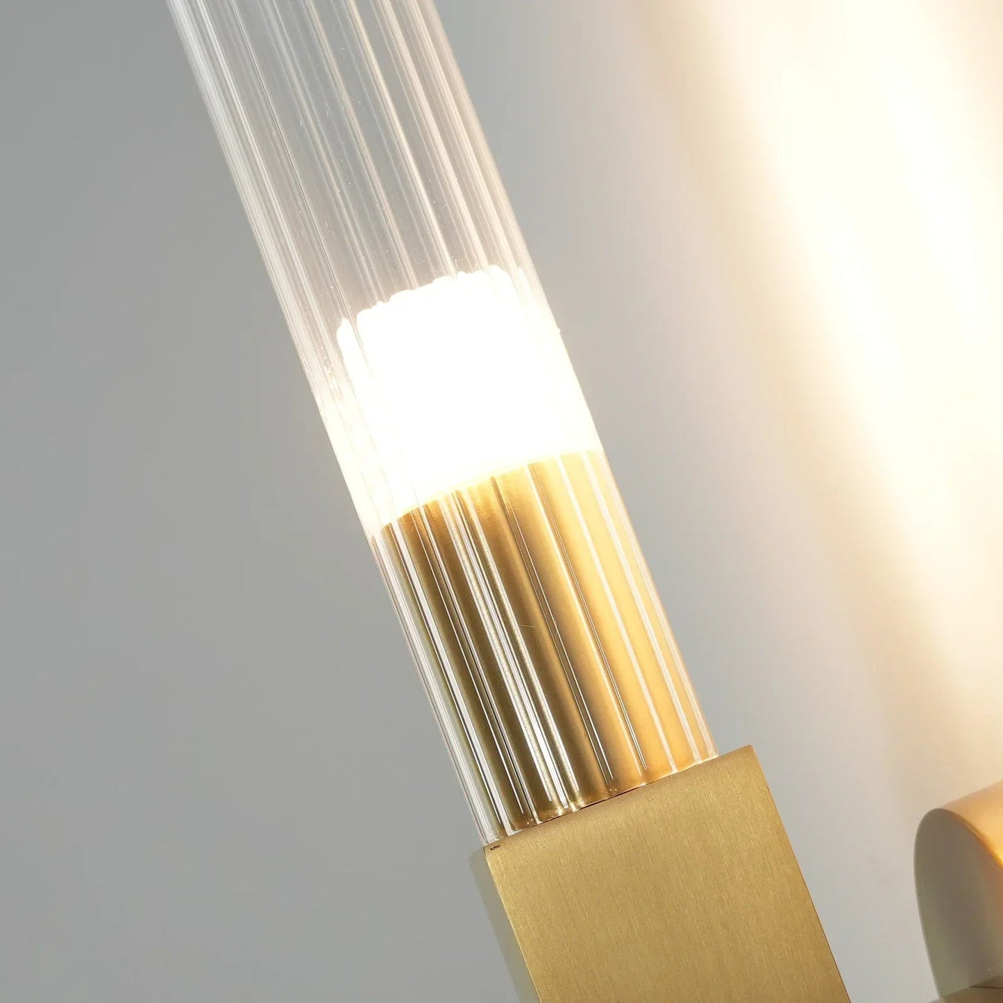 RoyaleGlow Modern Brass Wall Sconce-Fluted Glass Vanity Light Fixture