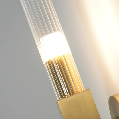 RoyaleGlow Modern Brass Wall Sconce-Fluted Glass Vanity Light Fixture