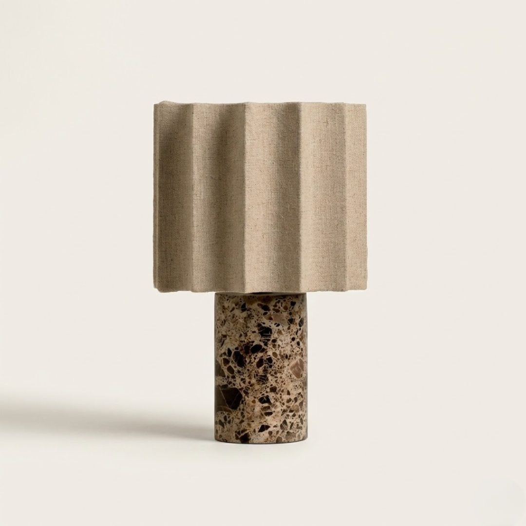 Capri Cordless Marble and Linen Table Lamp 0