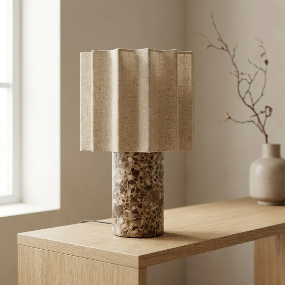 Capri Cordless Marble and Linen Table Lamp 1
