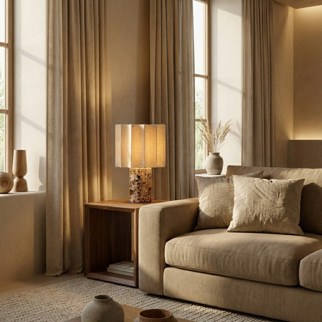 Capri Cordless Marble and Linen Table Lamp 4
