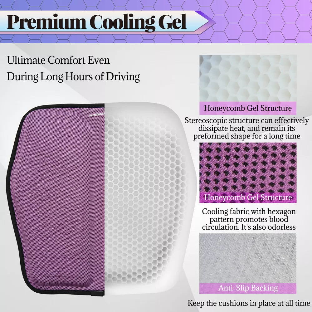RoyaleGlow Car Seat Cushion with Breathable Cool Gel