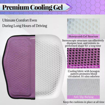 RoyaleGlow Car Seat Cushion with Breathable Cool Gel