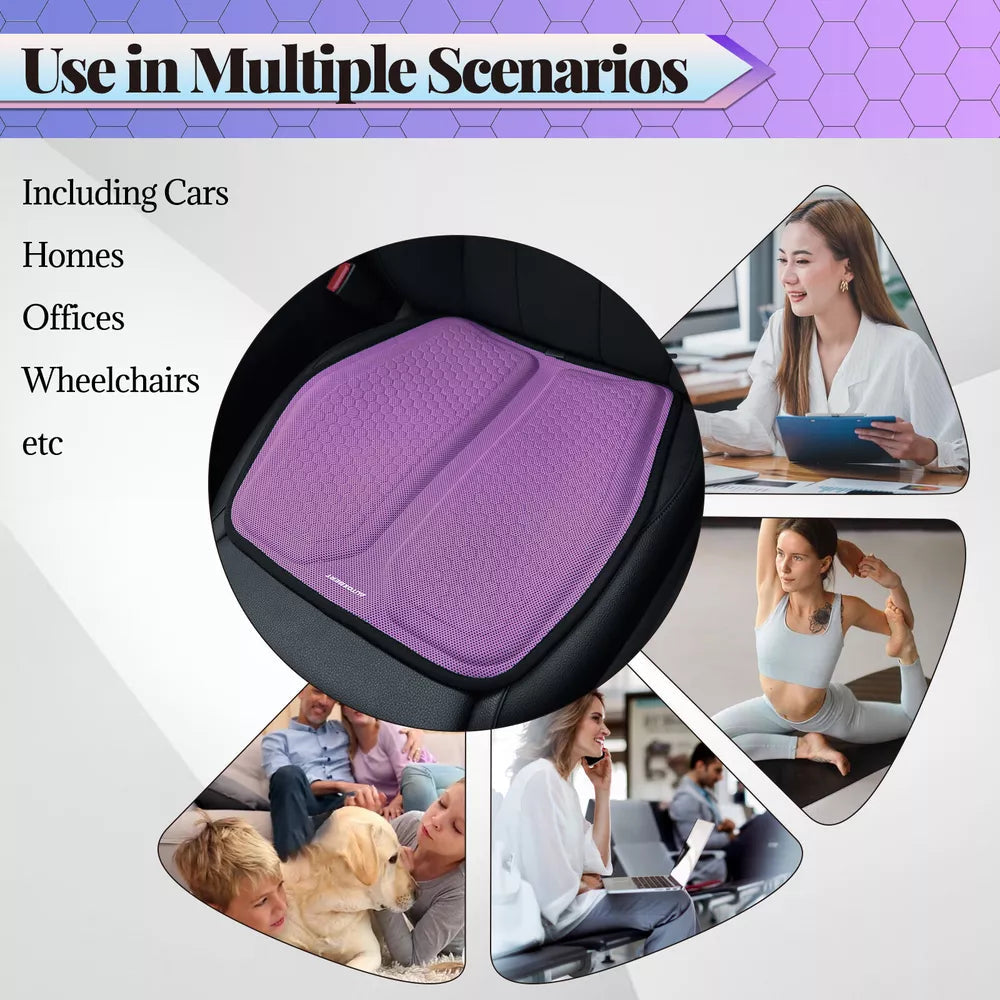 RoyaleGlow Car Seat Cushion with Breathable Cool Gel