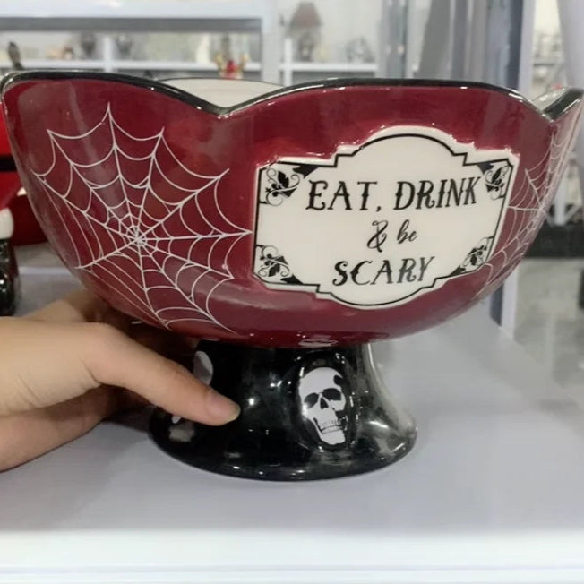 Cartoon Halloween All Saints' Day 3D Relief Handdrawn Ceramics Cake Candy Jar Storage Tank Teapot Tableware Household Dinnerware 3