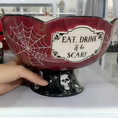 Cartoon Halloween All Saints' Day 3D Relief Handdrawn Ceramics Cake Candy Jar Storage Tank Teapot Tableware Household Dinnerware 3