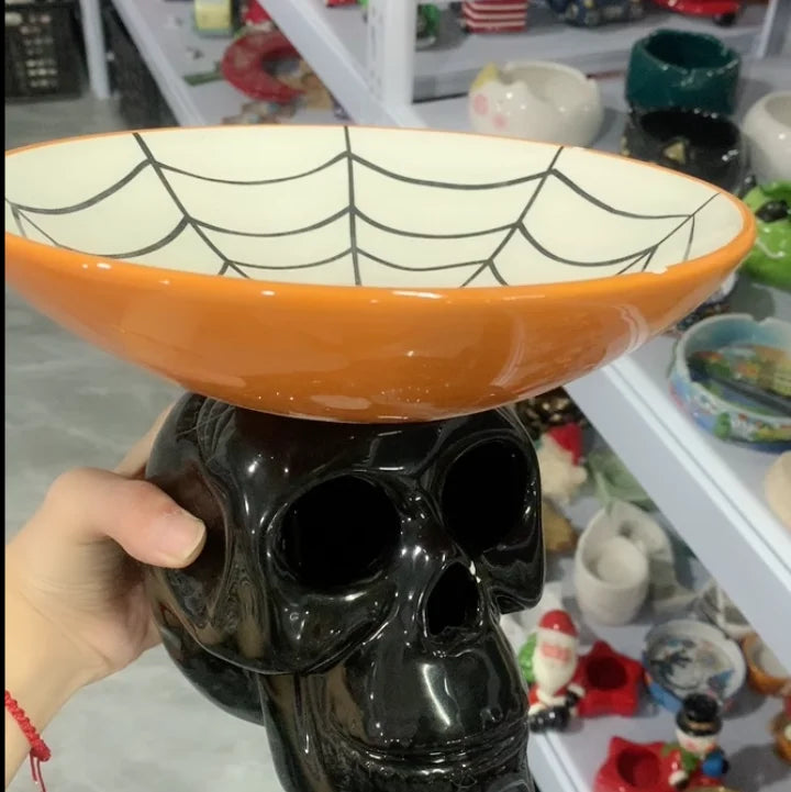 Cartoon Halloween All Saints' Day 3D Relief Handdrawn Ceramics Cake Candy Jar Storage Tank Teapot Tableware Household Dinnerware 4
