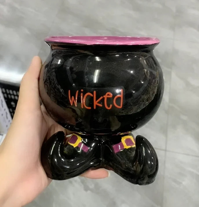 Cartoon Halloween All Saints' Day 3D Relief Handdrawn Ceramics Cake Candy Jar Storage Tank Teapot Tableware Household Dinnerware 8
