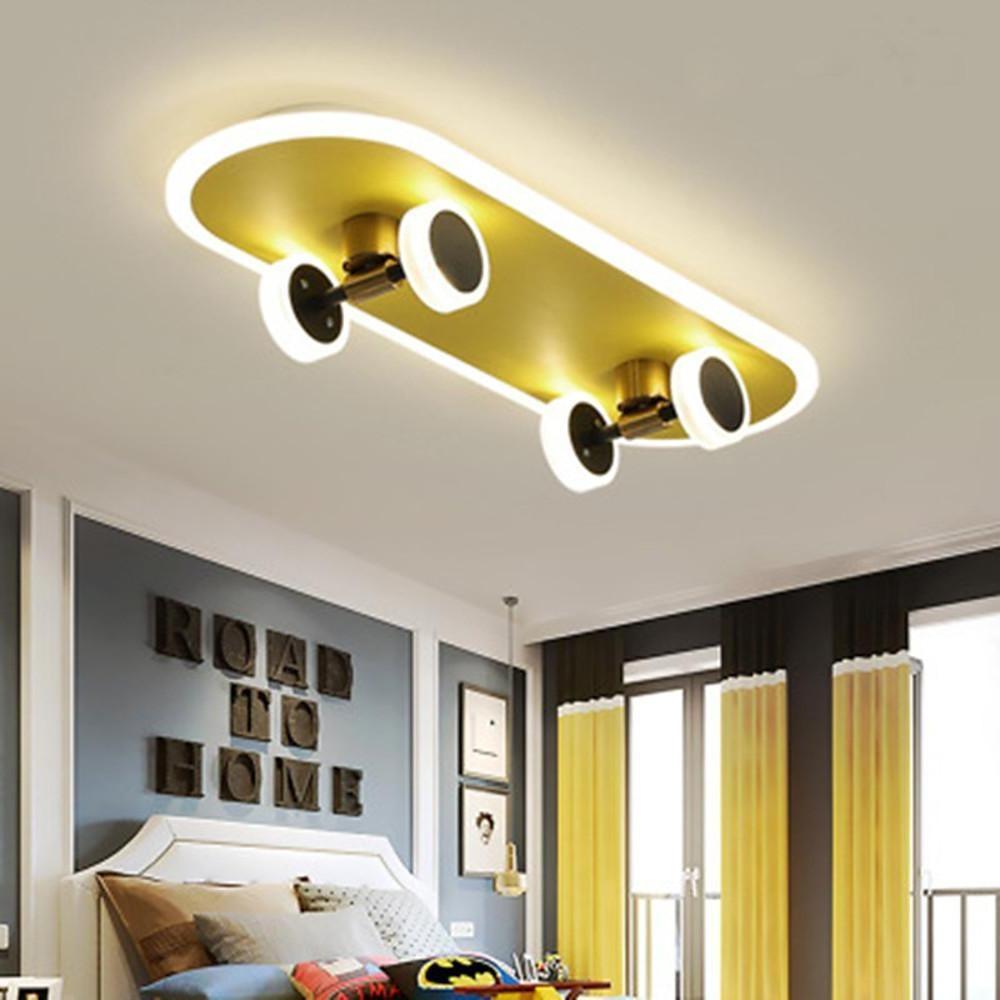 Cartoon Skateboard-shaped Dimmable LED Gold Modern Ceiling Lights 0