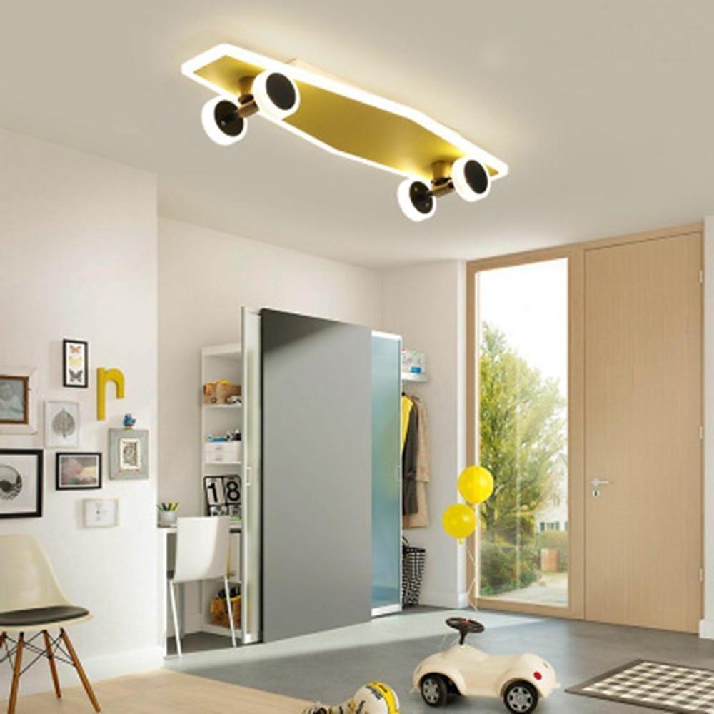 Cartoon Skateboard-shaped Dimmable LED Gold Modern Ceiling Lights 1