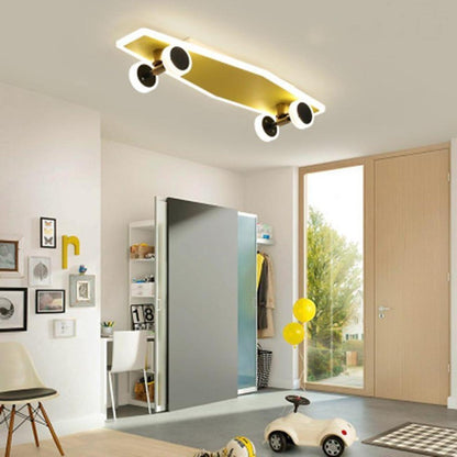 Cartoon Skateboard-shaped Dimmable LED Gold Modern Ceiling Lights 1